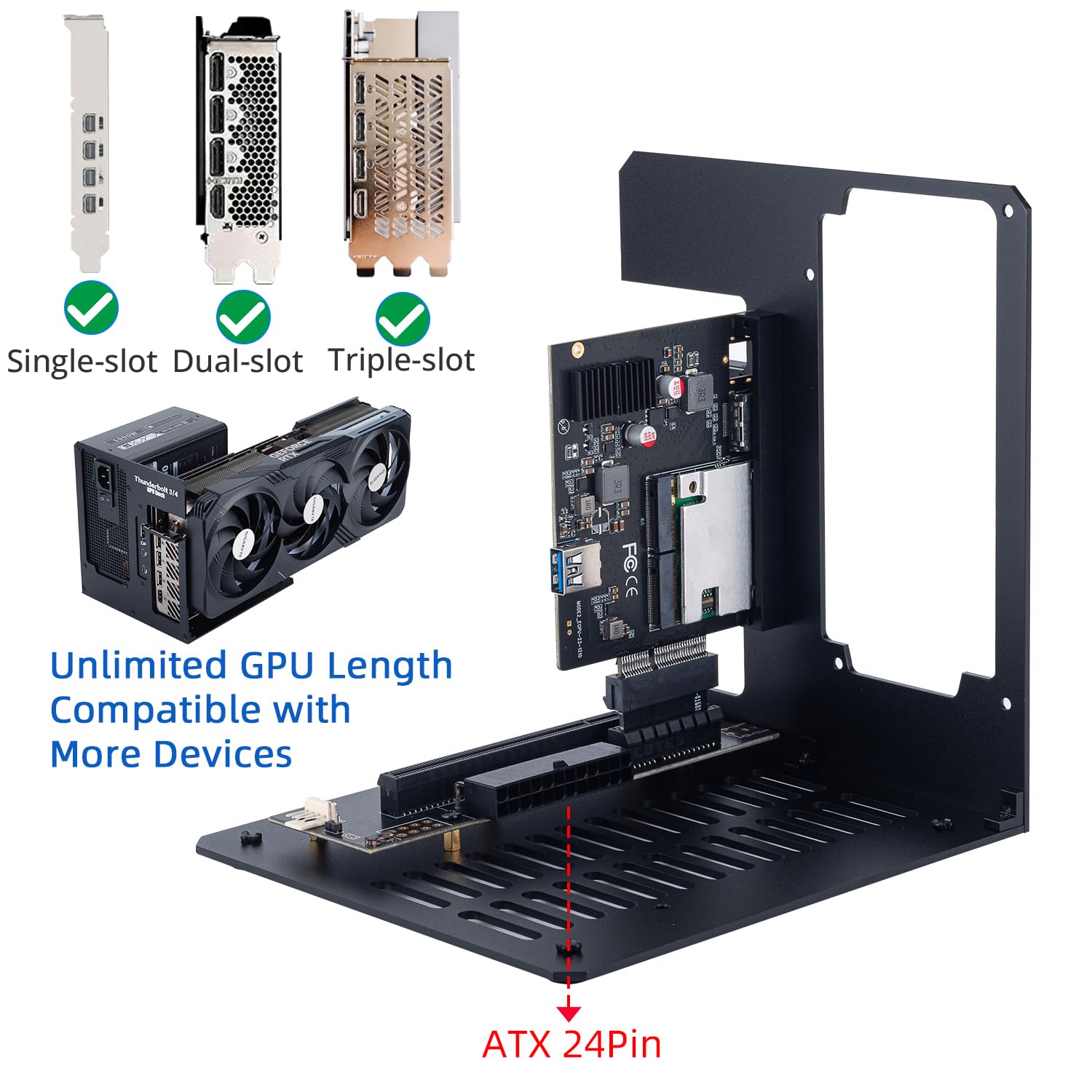 Maskedfish Aluminium EGPU Enclosure Thunderbolt 3/4 USB4 40GBps Pd